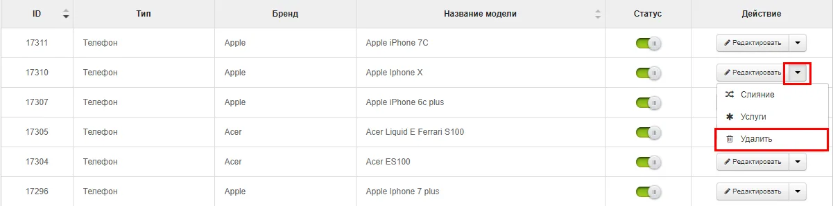 Видалення моделі