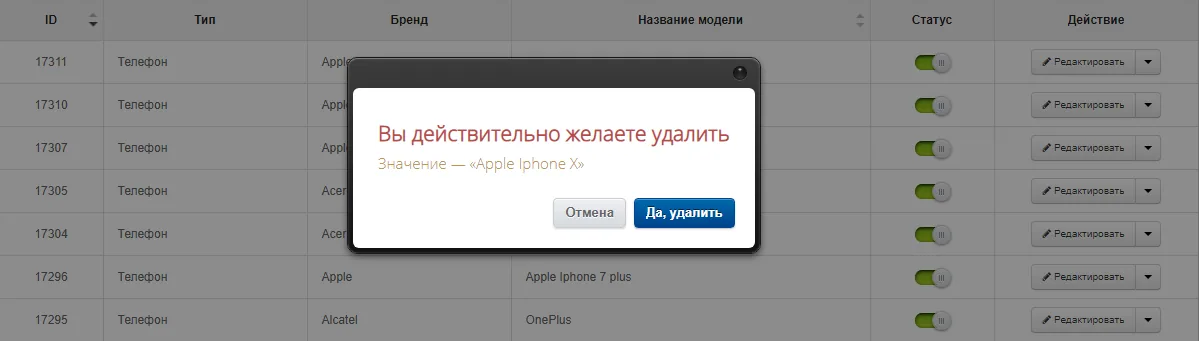 Видалення моделі